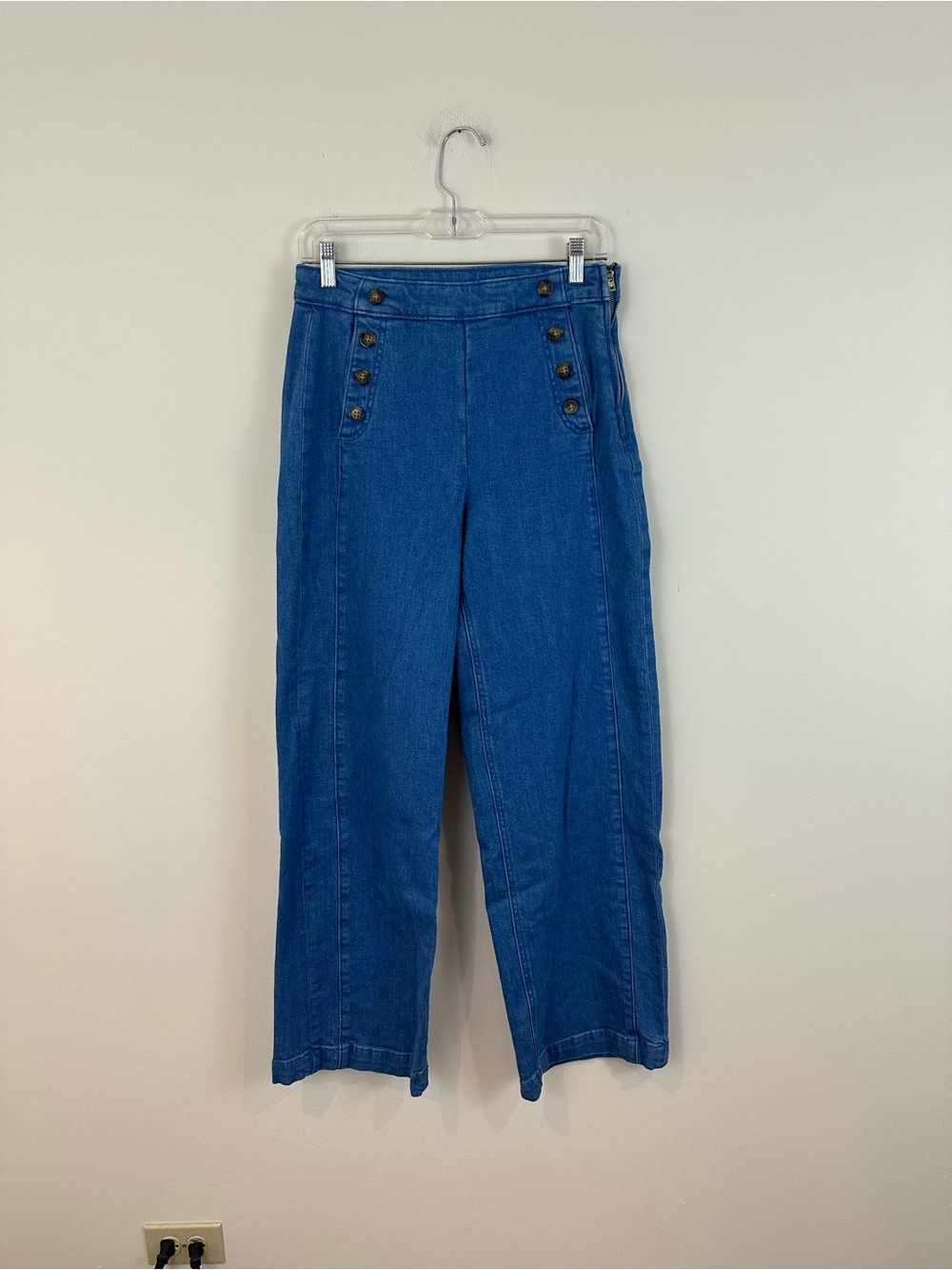 Old Navy High-Rise Blue Sailor Button Sky High Wide-Leg Jeans Size 6 Women's